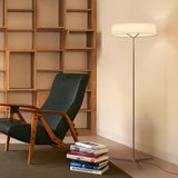 Minimalist Oriental Lantern Inspired LED Floor Lamp with Parchment Diffuser and Metal Base