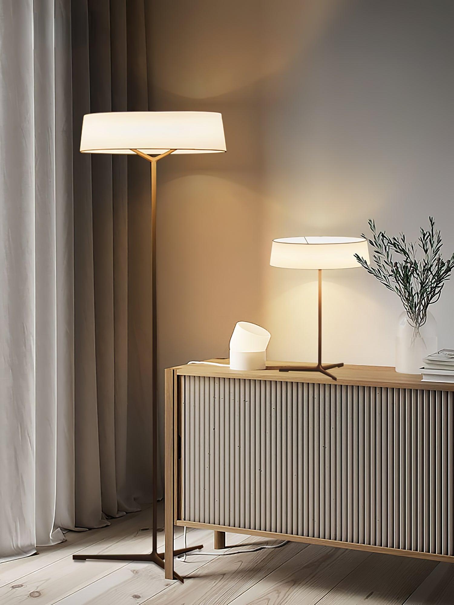 Minimalist Oriental Lantern Inspired LED Floor Lamp with Parchment Diffuser and Metal Base