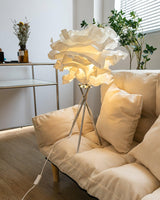 Modern Rice Paper Table Lamp with Chrome Metal Base for Bedside Decor