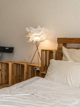 Modern Rice Paper Table Lamp with Chrome Metal Base for Bedside Decor