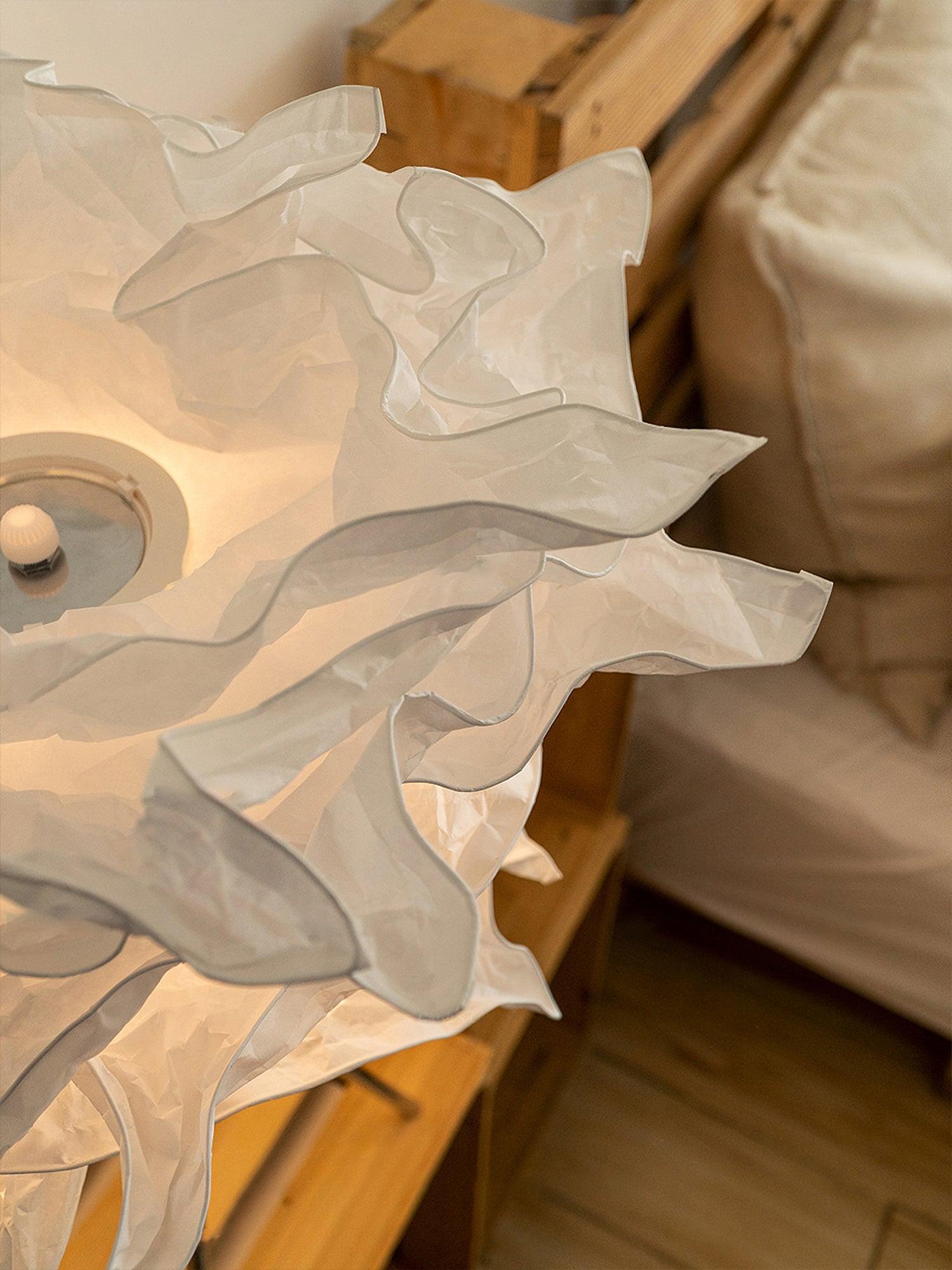 Modern Rice Paper Table Lamp with Chrome Metal Base for Bedside Decor