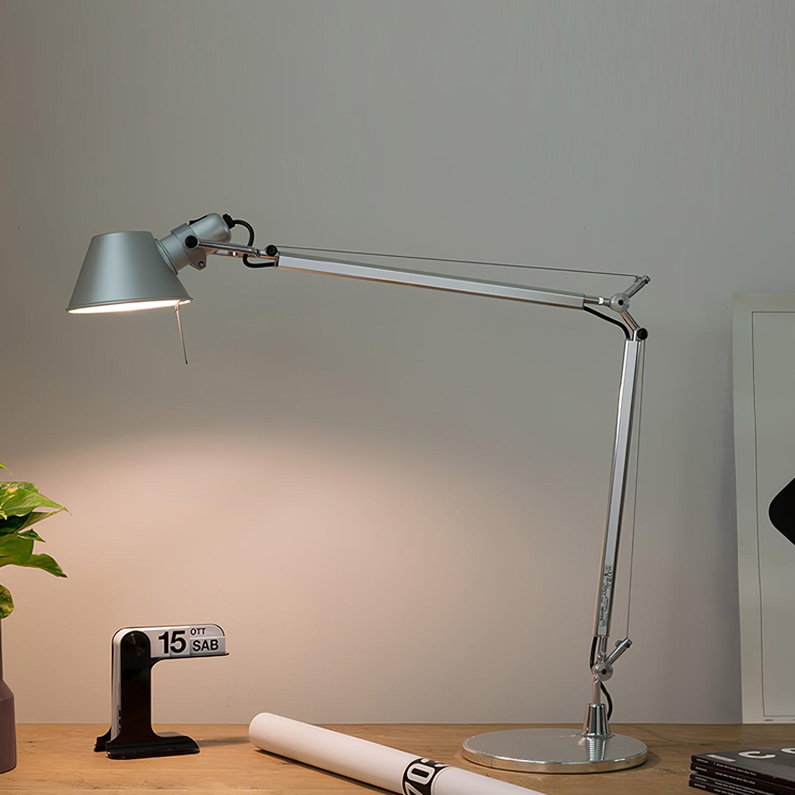 Modern Adjustable Aluminum Swing Arm Desk Lamp with Conical Shade for Task Lighting and Home Office