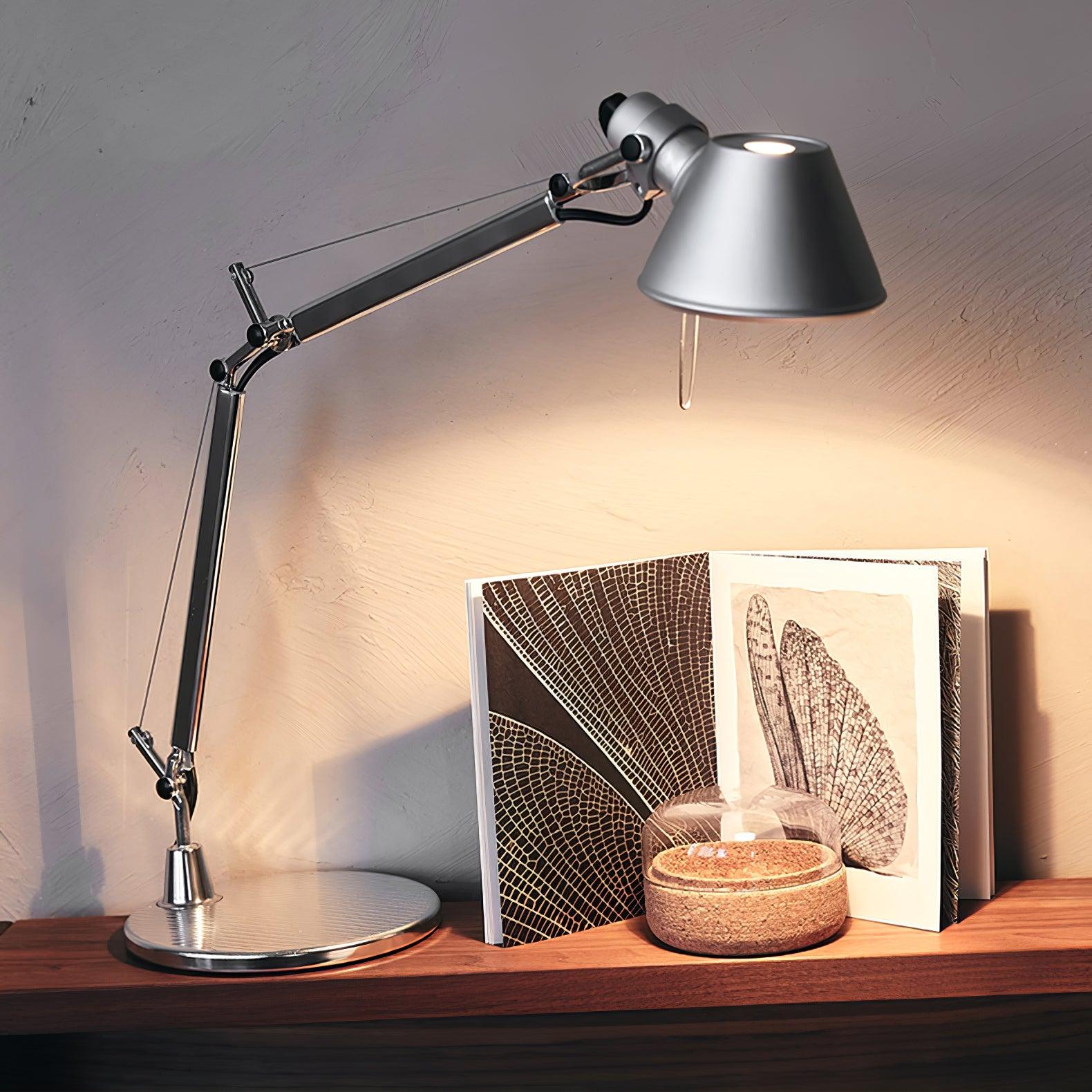 Modern Adjustable Aluminum Swing Arm Desk Lamp with Conical Shade for Task Lighting and Home Office