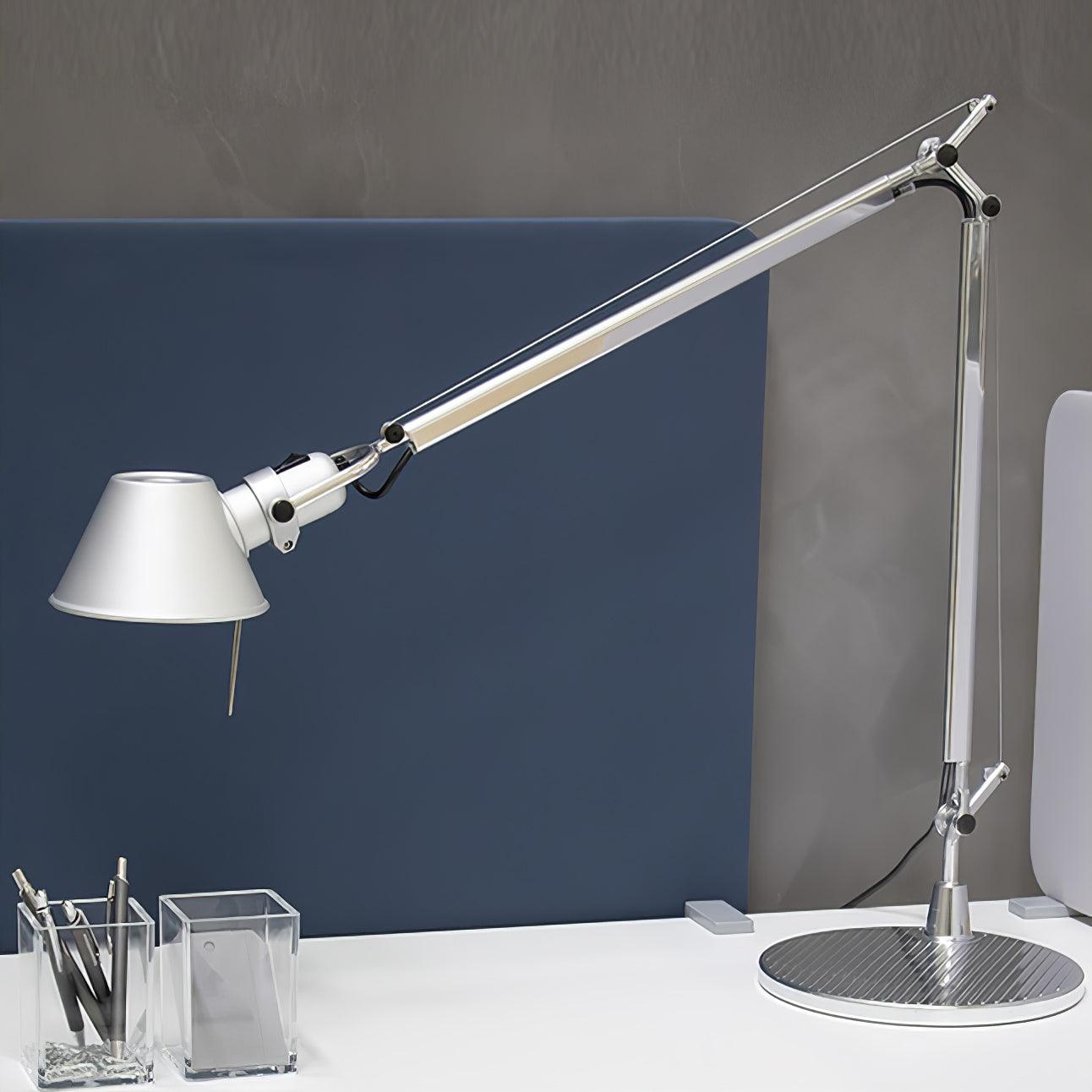 Modern Adjustable Aluminum Swing Arm Desk Lamp with Conical Shade for Task Lighting and Home Office