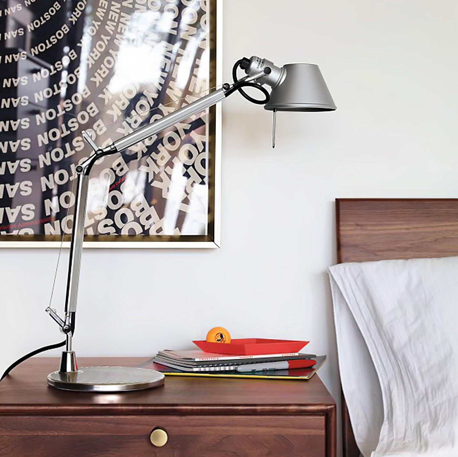 Modern Adjustable Aluminum Swing Arm Desk Lamp with Conical Shade for Task Lighting and Home Office