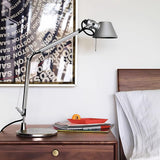 Modern Adjustable Aluminum Swing Arm Desk Lamp with Conical Shade for Task Lighting and Home Office