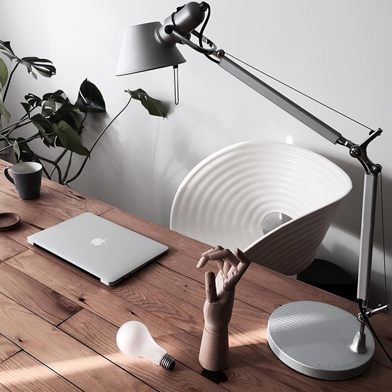 Modern Adjustable Aluminum Swing Arm Desk Lamp with Conical Shade for Task Lighting and Home Office