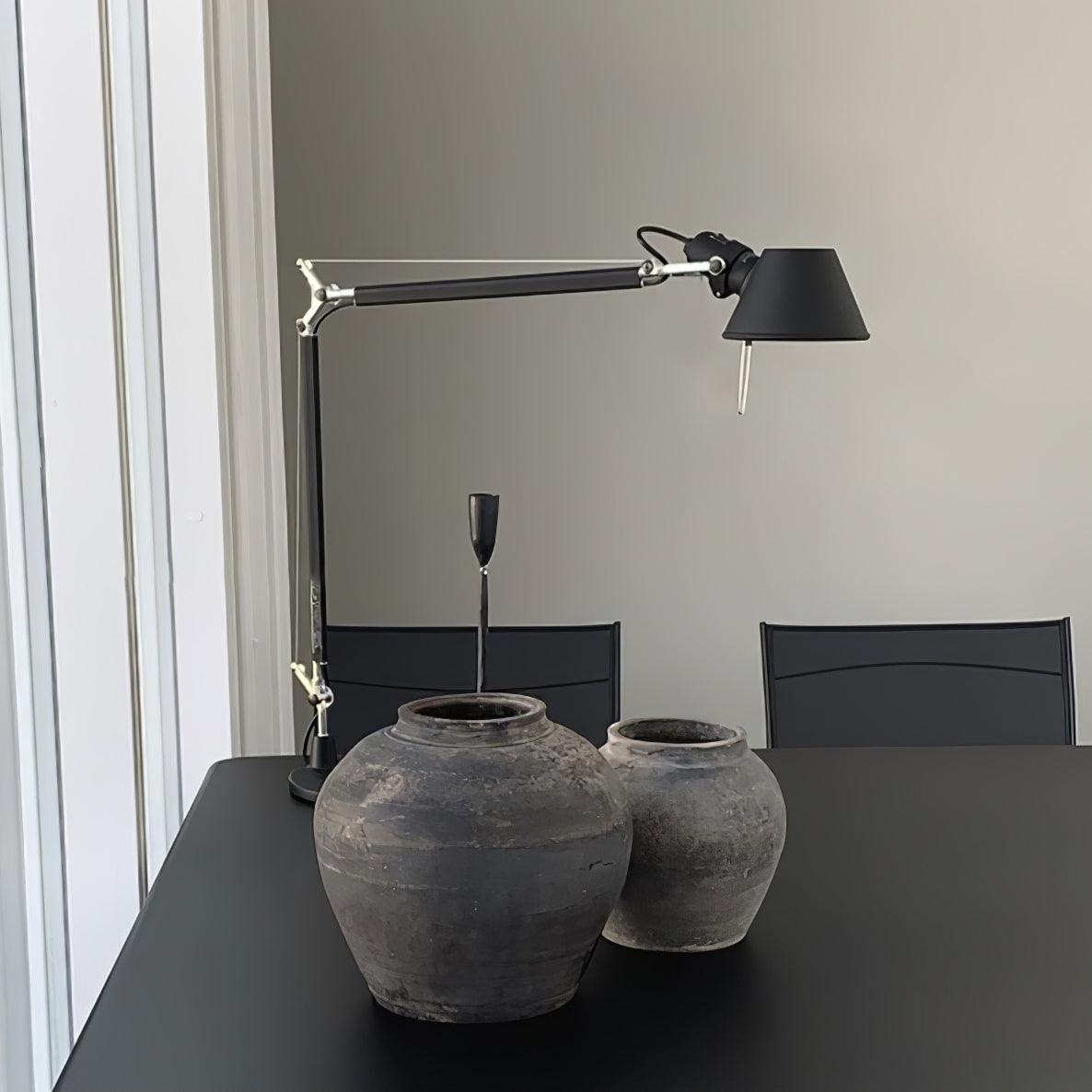 Modern Adjustable Aluminum Swing Arm Desk Lamp with Conical Shade for Task Lighting and Home Office