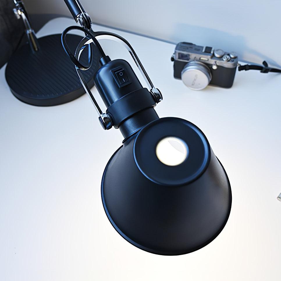 Modern Adjustable Aluminum Swing Arm Desk Lamp with Conical Shade for Task Lighting and Home Office