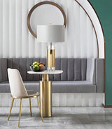 Elegant Parker Gold Side Table Lamp with White Fabric Shade for Modern Home Lighting