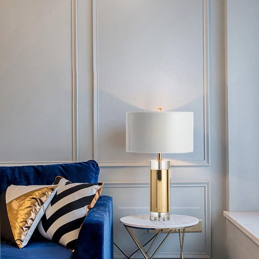 Elegant Parker Gold Side Table Lamp with White Fabric Shade for Modern Home Lighting