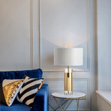 Elegant Parker Gold Side Table Lamp with White Fabric Shade for Modern Home Lighting