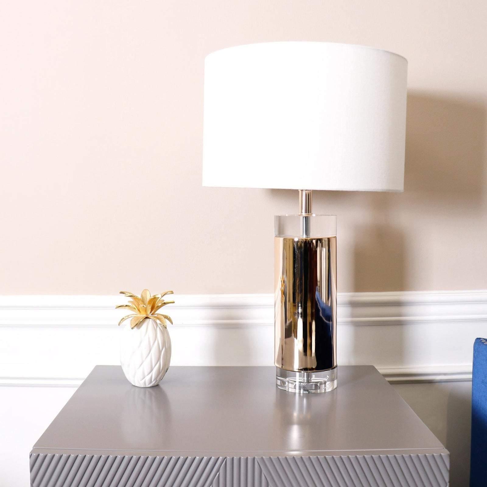 Elegant Parker Gold Side Table Lamp with White Fabric Shade for Modern Home Lighting