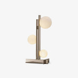 Mid Century Modern Triple Glass Globe Table Lamp with High Gloss Faux Copper Frame