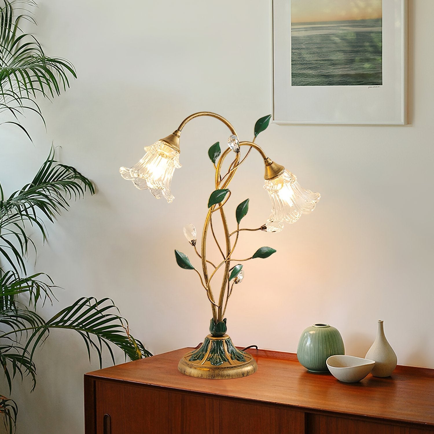 vintage-pastoral-floral-table-lamp-with-glass-flower-shades-and-crystal-accents