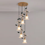 floral-glass-pendant-light-with-crystal-accents-and-pastoral-flower-design