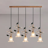 floral-glass-pendant-light-with-crystal-accents-and-pastoral-flower-design