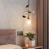 floral-glass-pendant-light-with-crystal-accents-and-pastoral-flower-design