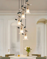 floral-glass-pendant-light-with-crystal-accents-and-pastoral-flower-design