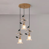 floral-glass-pendant-light-with-crystal-accents-and-pastoral-flower-design