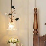 floral-glass-pendant-light-with-crystal-accents-and-pastoral-flower-design