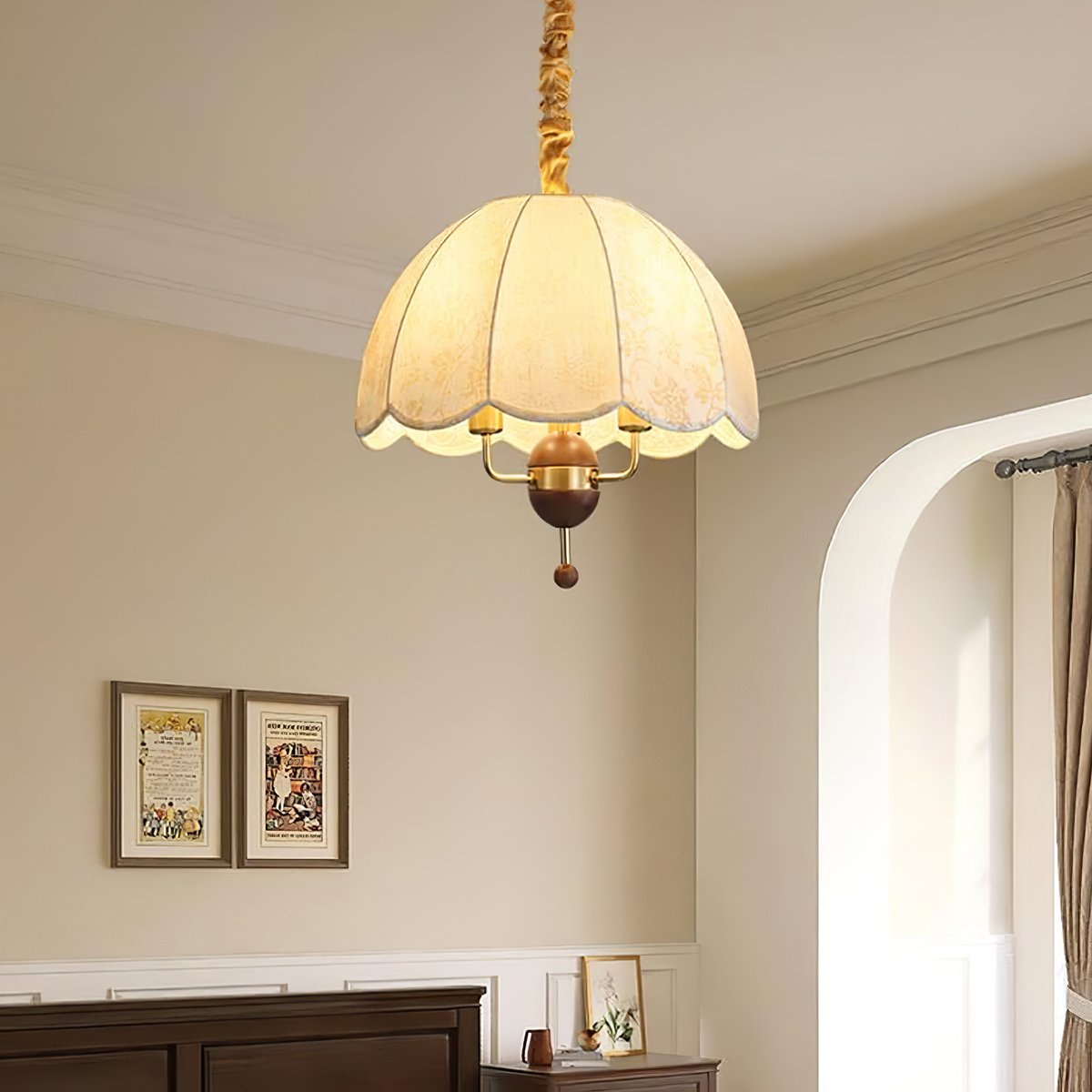 rustic-scalloped-fabric-floral-pendant-light-with-wood-accents-for-dining-room-and-living-space