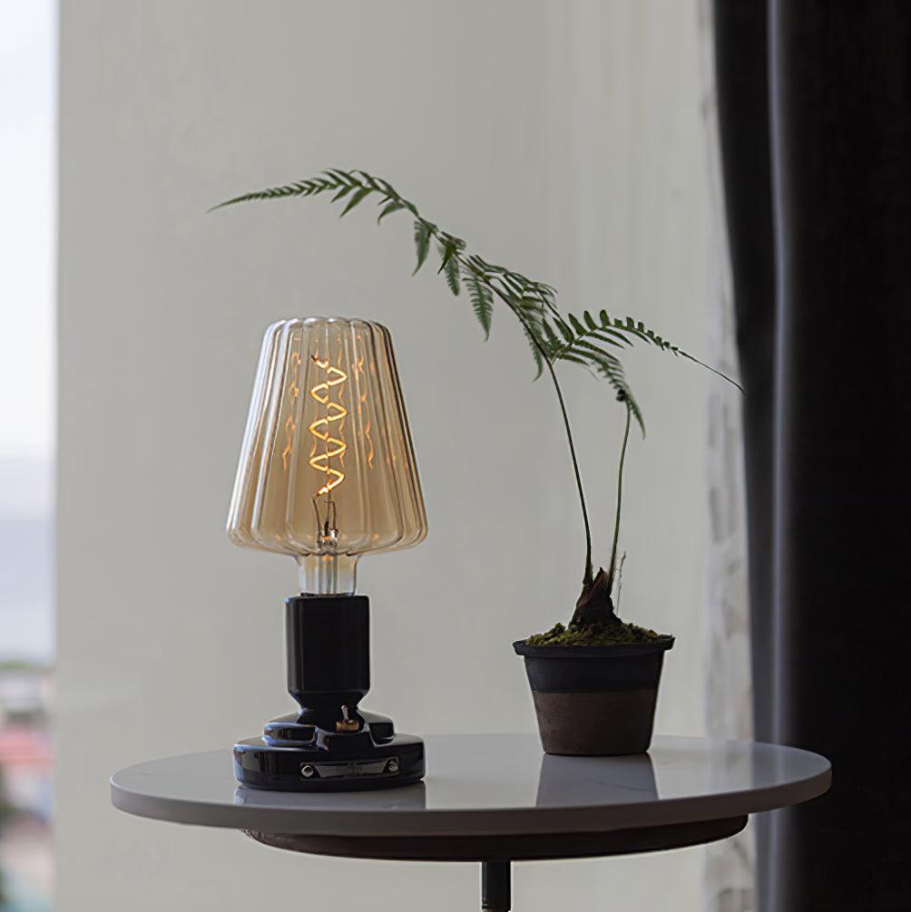 Portable Pastry Ceramic Table Lamp with Integrated LED and Rechargeable Battery