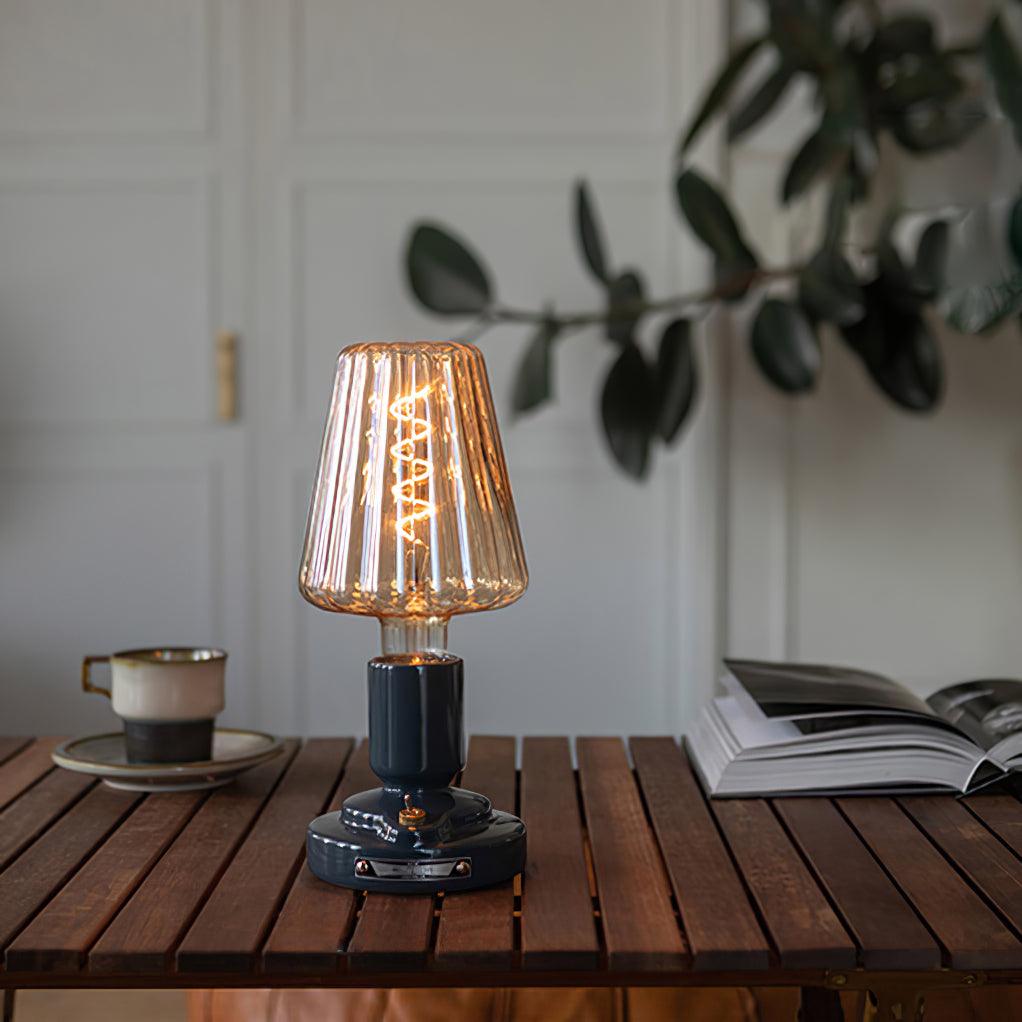 Portable Pastry Ceramic Table Lamp with Integrated LED and Rechargeable Battery