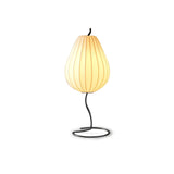 Elegant Silk Fabric Pear Floor Lamp for Living Room with Contemporary Black Metal Base