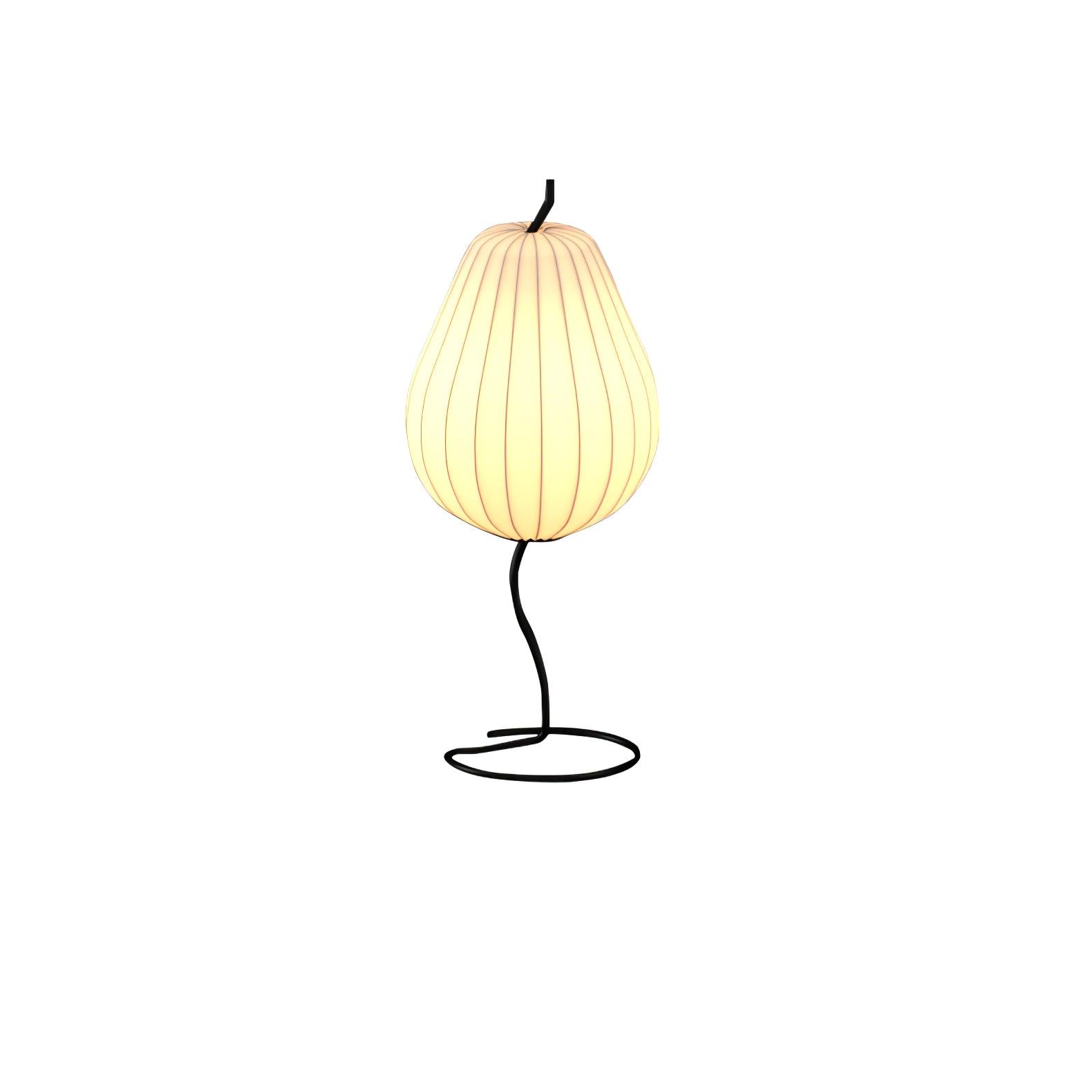 Elegant Silk Fabric Pear Floor Lamp for Living Room with Contemporary Black Metal Base