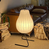 Elegant Silk Fabric Pear Floor Lamp for Living Room with Contemporary Black Metal Base