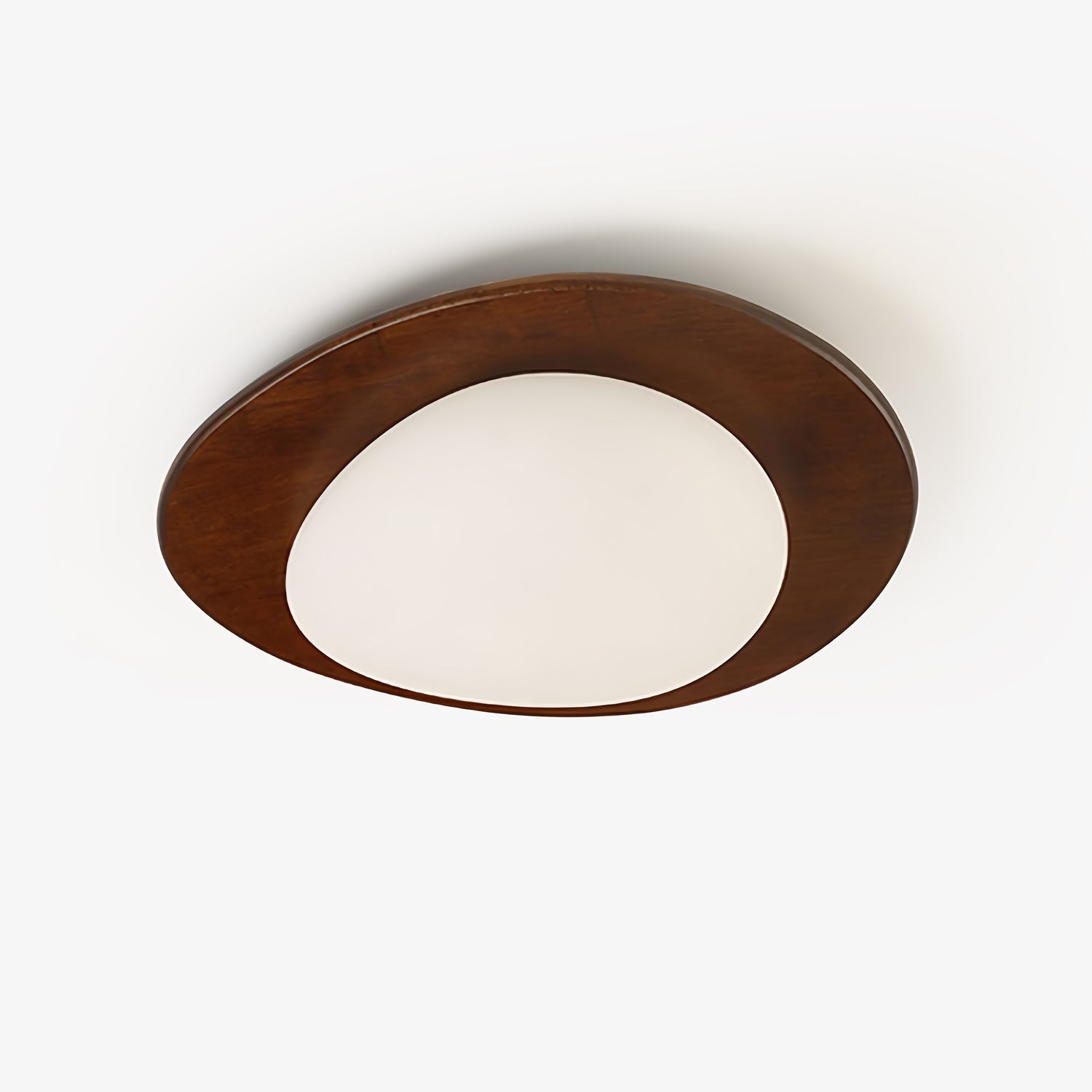 Mid Century Modern Pebble Walnut LED Ceiling Light Fixture with Adjustable Color Temperature