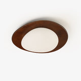 Mid Century Modern Pebble Walnut LED Ceiling Light Fixture with Adjustable Color Temperature