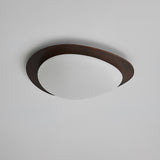 Mid Century Modern Pebble Walnut LED Ceiling Light Fixture with Adjustable Color Temperature