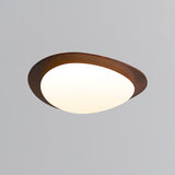Mid Century Modern Pebble Walnut LED Ceiling Light Fixture with Adjustable Color Temperature