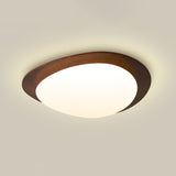 Mid Century Modern Pebble Walnut LED Ceiling Light Fixture with Adjustable Color Temperature