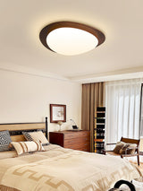 Mid Century Modern Pebble Walnut LED Ceiling Light Fixture with Adjustable Color Temperature