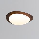 Mid Century Modern Pebble Walnut LED Ceiling Light Fixture with Adjustable Color Temperature