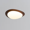 Mid Century Modern Pebble Walnut LED Ceiling Light Fixture with Adjustable Color Temperature