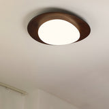 Mid Century Modern Pebble Walnut LED Ceiling Light Fixture with Adjustable Color Temperature