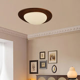 Mid Century Modern Pebble Walnut LED Ceiling Light Fixture with Adjustable Color Temperature
