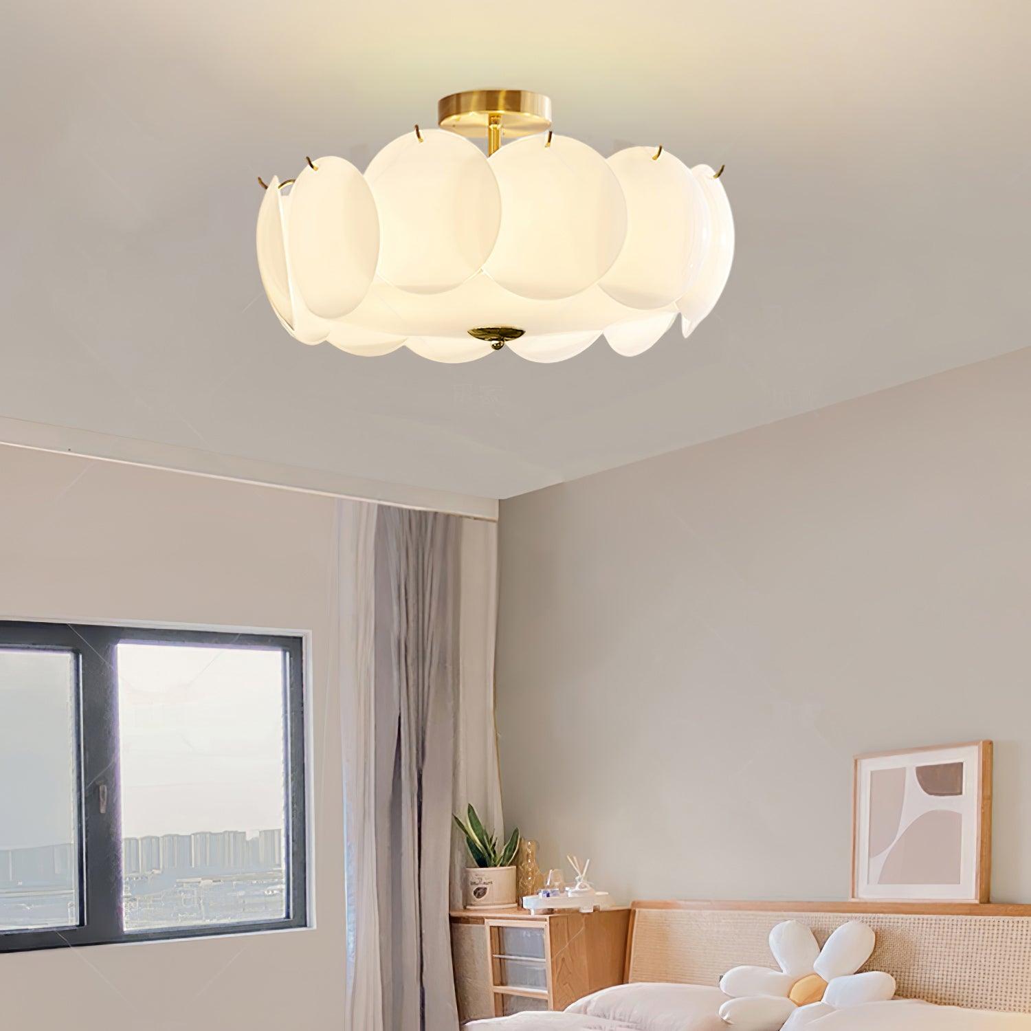 Modern Gold Pembridge Flush Mount Ceiling Light with Oversized Smooth Glass Disks