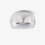 Modern Glass Pendulum Flush Mount Ceiling Light with Integrated LED Concentric Rings