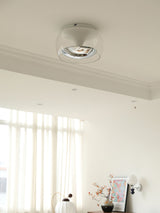 Modern Glass Pendulum Flush Mount Ceiling Light with Integrated LED Concentric Rings
