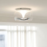 Modern Glass Pendulum Flush Mount Ceiling Light with Integrated LED Concentric Rings