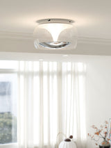 Modern Glass Pendulum Flush Mount Ceiling Light with Integrated LED Concentric Rings