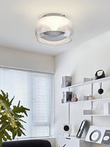 Modern Glass Pendulum Flush Mount Ceiling Light with Integrated LED Concentric Rings