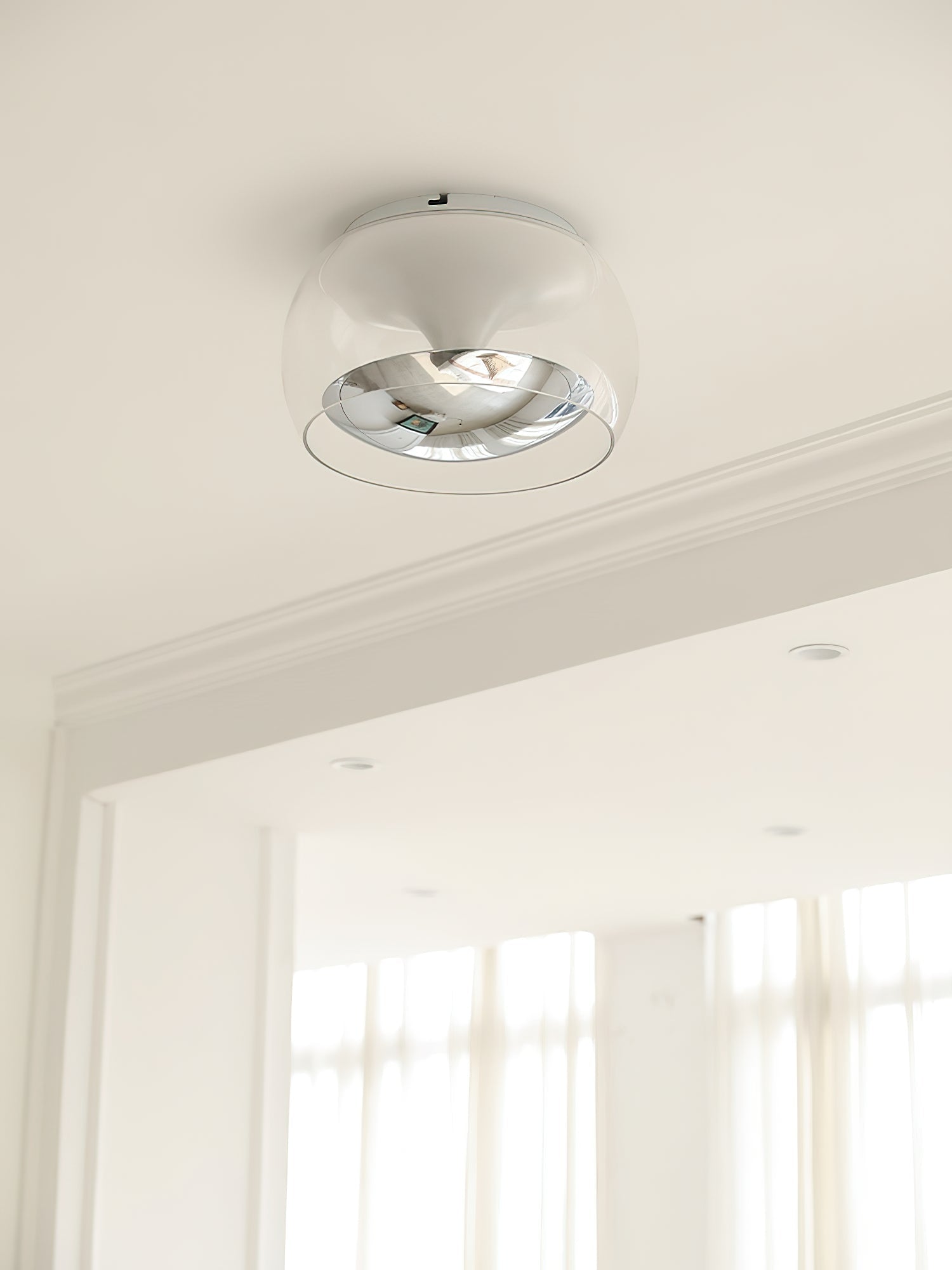 Modern Glass Pendulum Flush Mount Ceiling Light with Integrated LED Concentric Rings