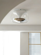 Modern Glass Pendulum Flush Mount Ceiling Light with Integrated LED Concentric Rings