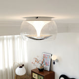 Modern Glass Pendulum Flush Mount Ceiling Light with Integrated LED Concentric Rings